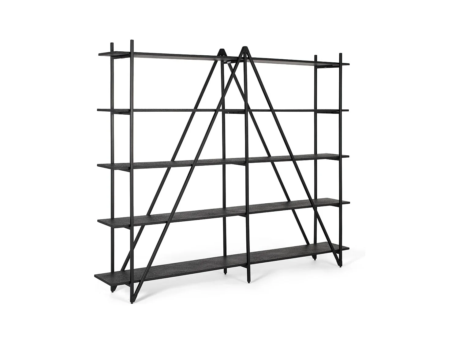 Scaffale con 5 ripiani e struttura in metallo, lunghezza 220 cm