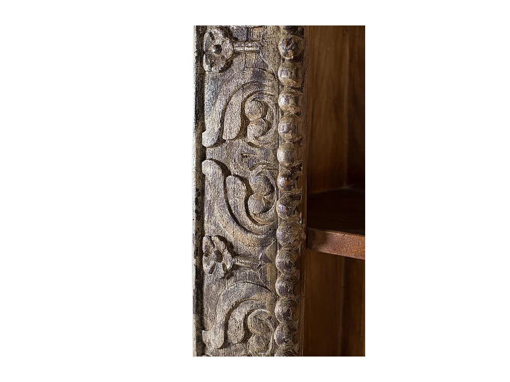 Bibliothèque en bois de manguier avec finition vieillie, 183 cm