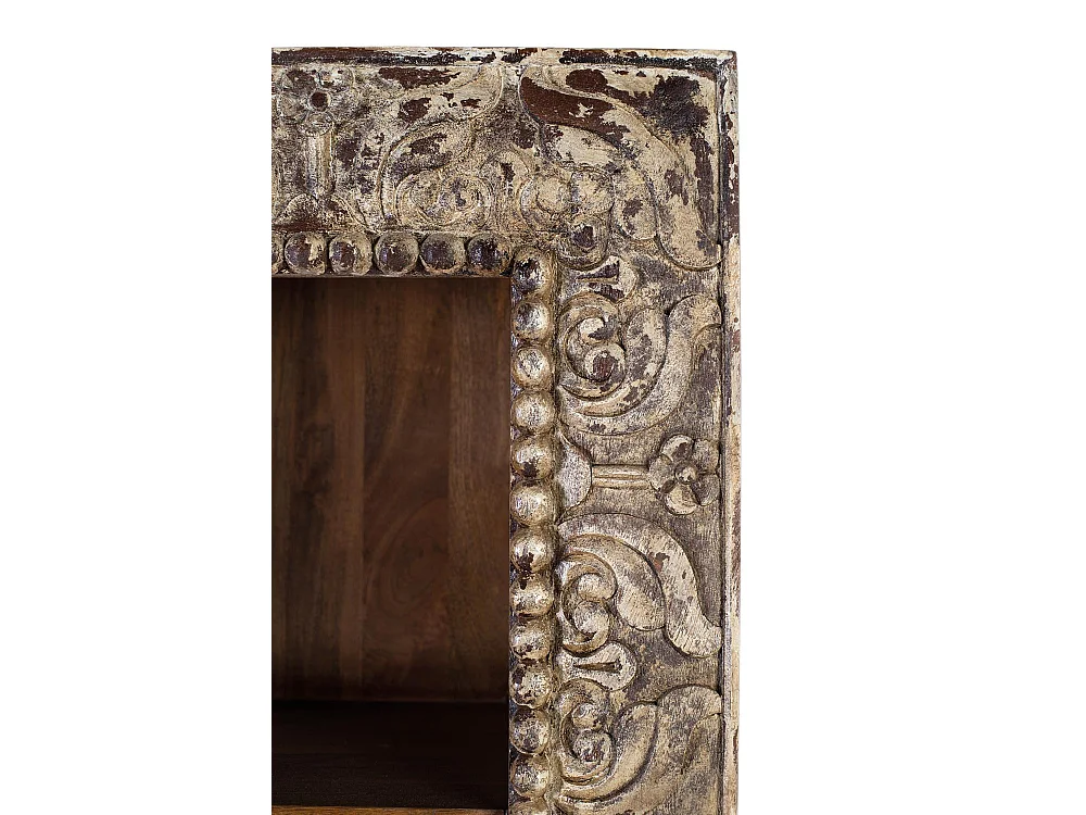 Bibliothèque en bois de manguier avec finition vieillie, 183 cm