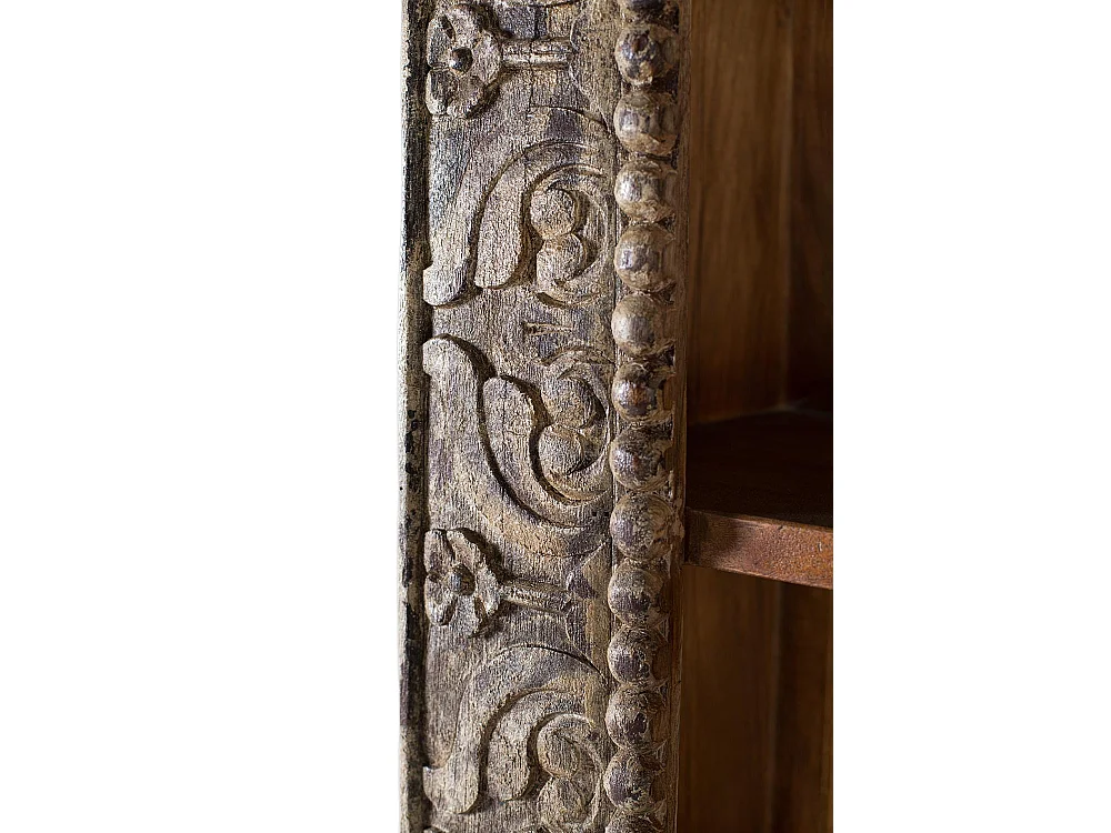 Bibliothèque en bois de manguier avec finition vieillie, 183 cm