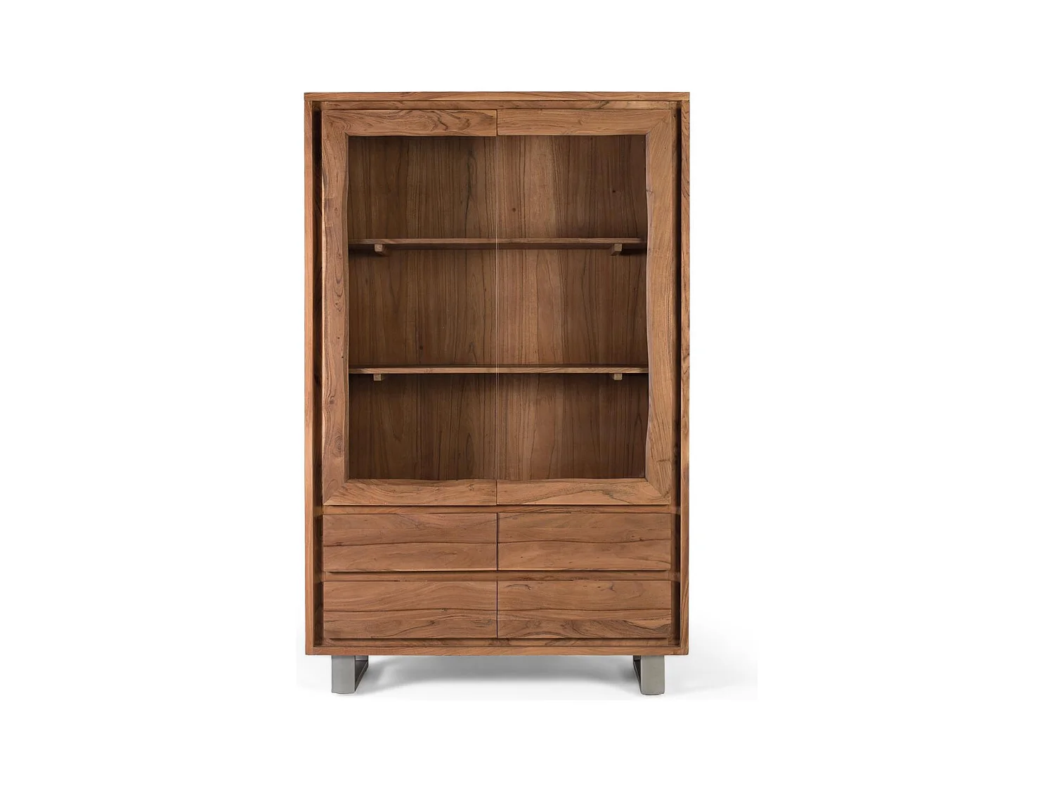 Vitrine en bois de manguier et verre avec deux portes 190 cm