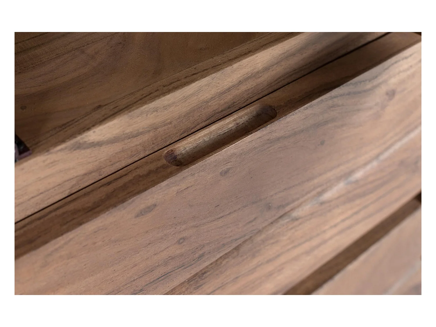 Vitrine en bois d'acacia massif avec verre