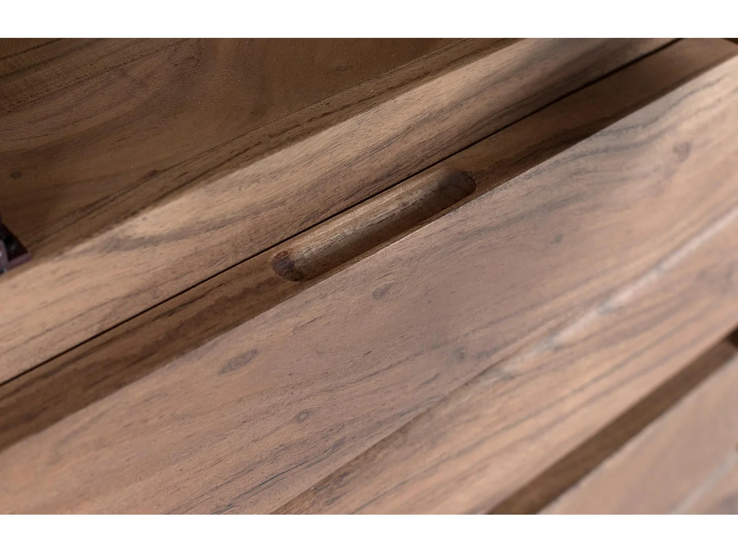 Vitrine en bois d'acacia massif avec verre