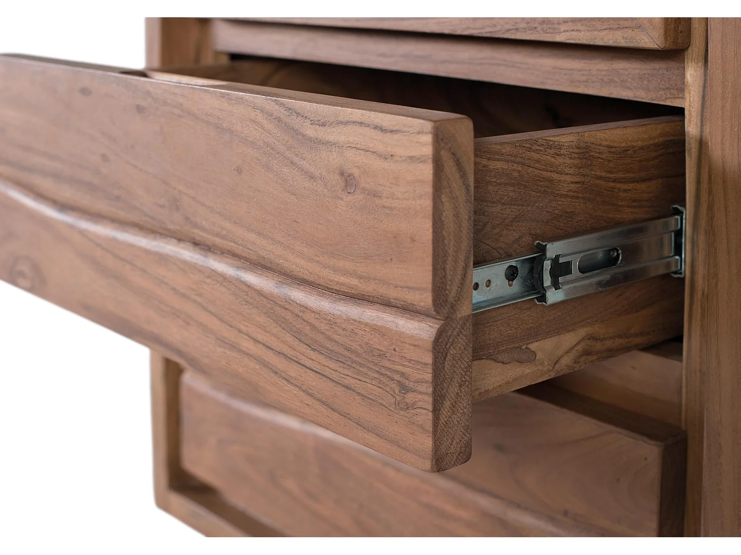 Vitrine en bois d'acacia massif avec verre