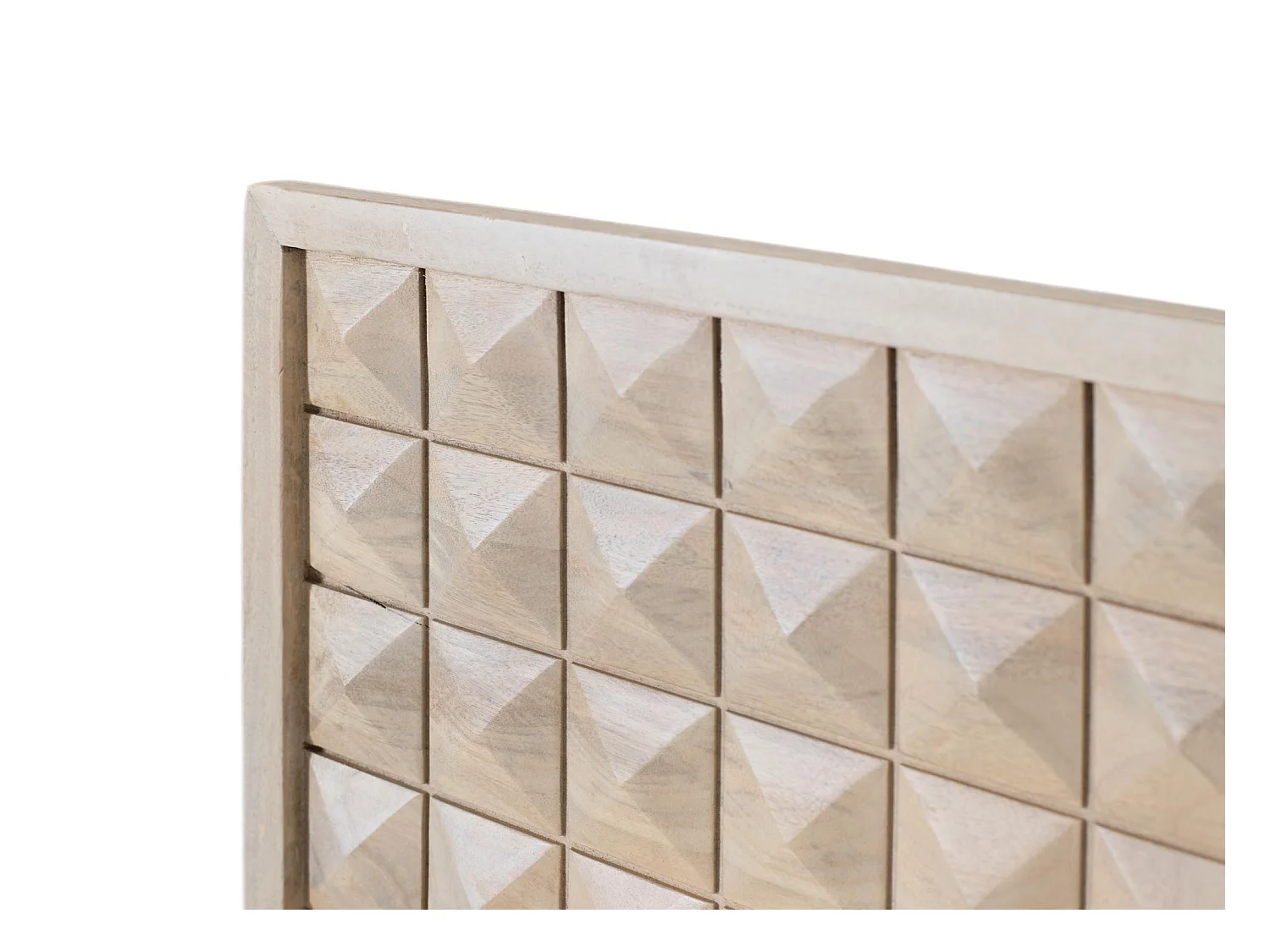 Kopfteil aus massivem Mangoholz mit geprägtem geometrischem Design