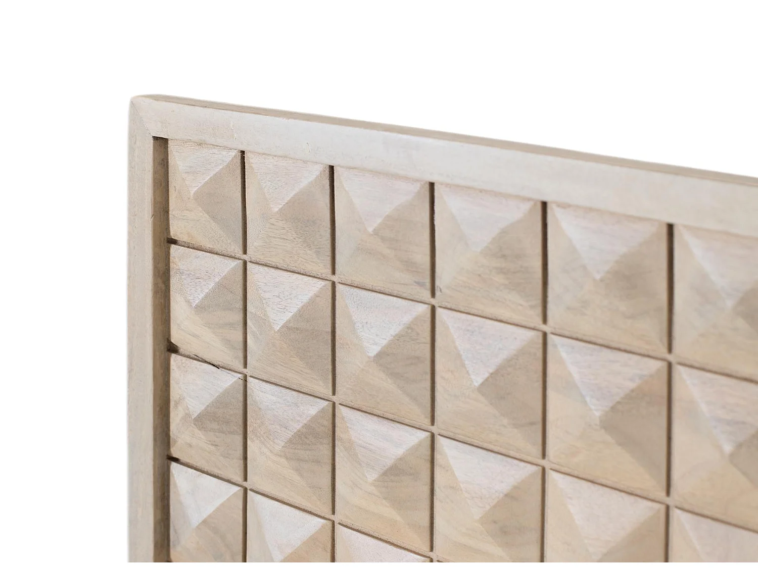 Tête de lit en bois de manguier massif avec motif en relief