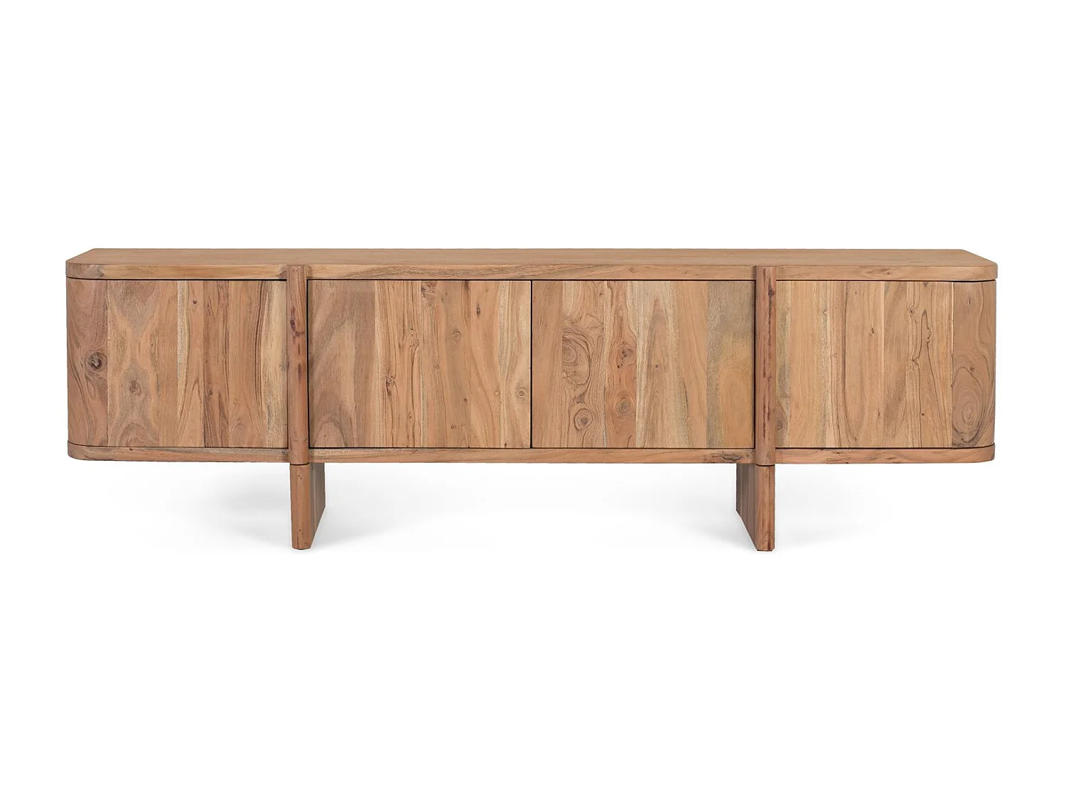 TV-Schrank aus massivem Akazienholz mit abgerundeten Ecken