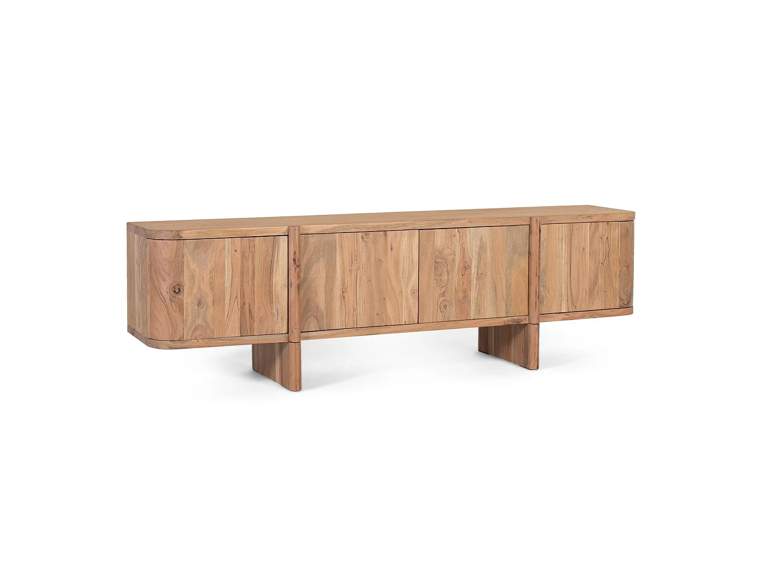 TV-bord lavet af massivt akacietræ med afrundede hjørner