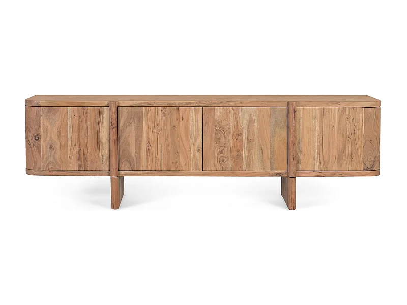 Mobile porta TV in legno massello di acacia con angoli arrotondati