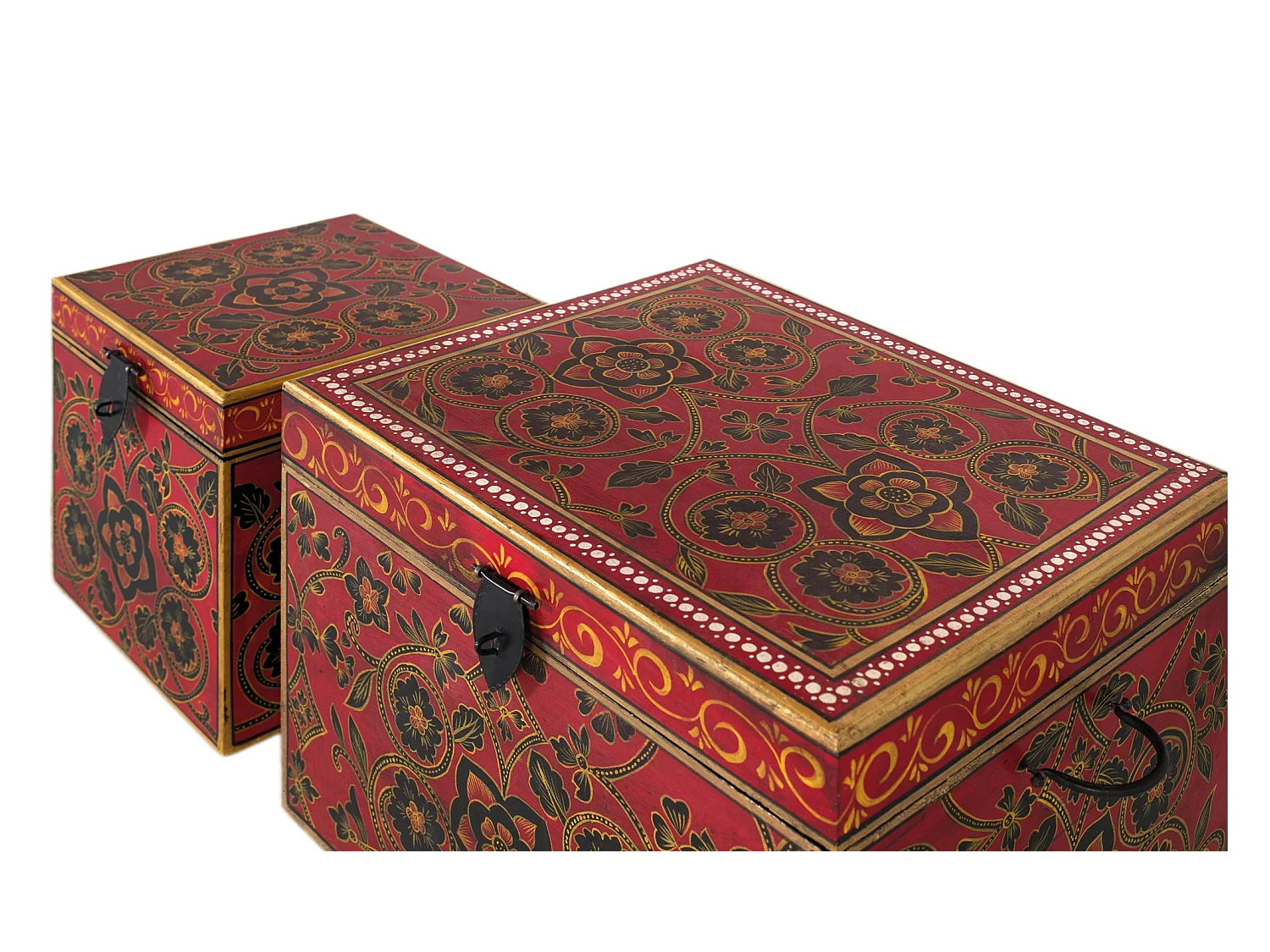 2er-Set Truhen aus Mangoholz und handbemalt