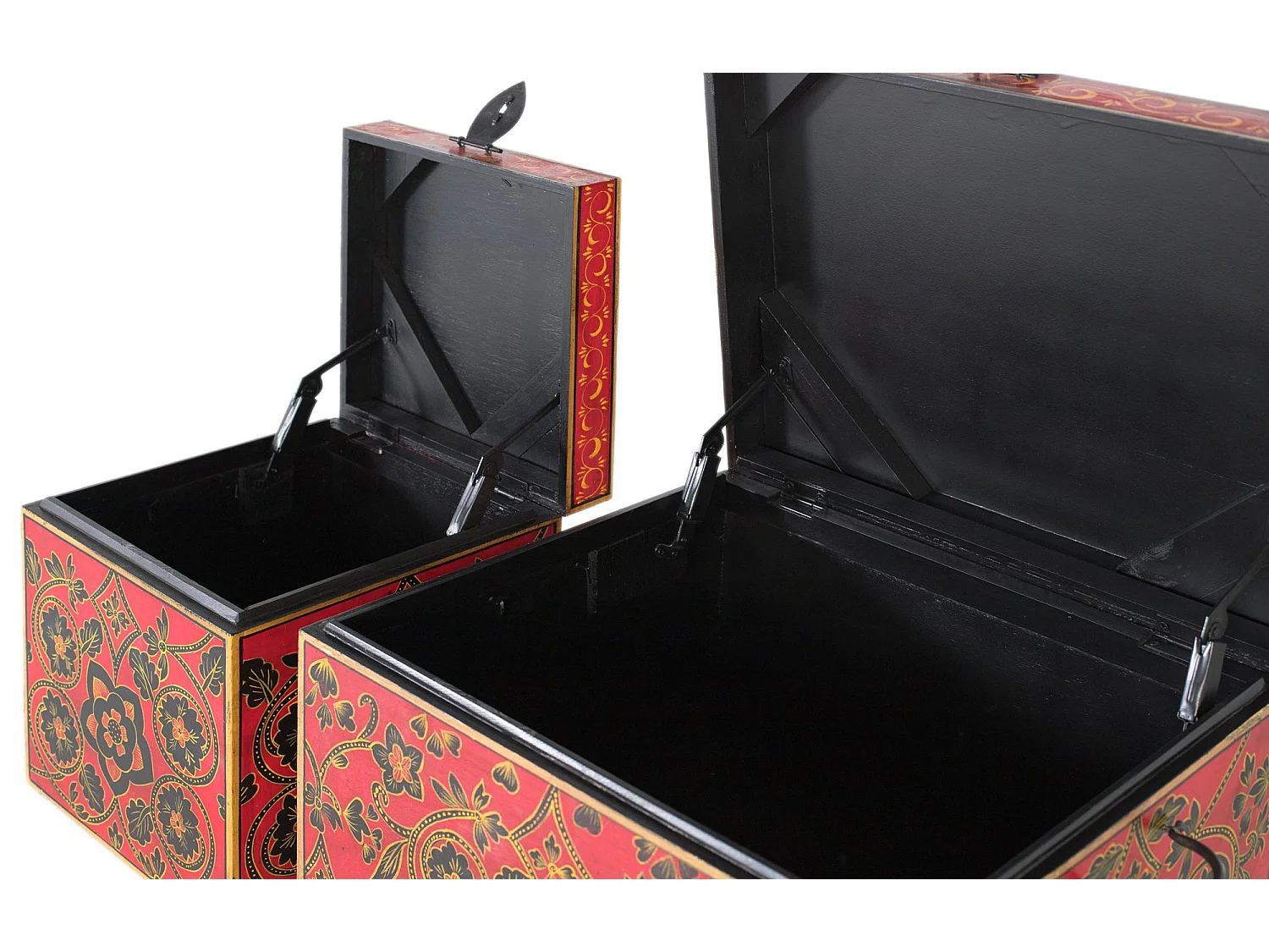 Ensemble de 2 malles en bois de manguier et peintes à la main