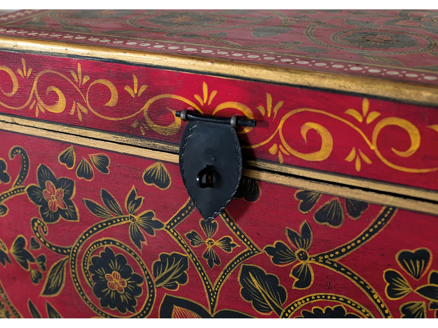 Ensemble de 2 malles en bois de manguier et peintes à la main