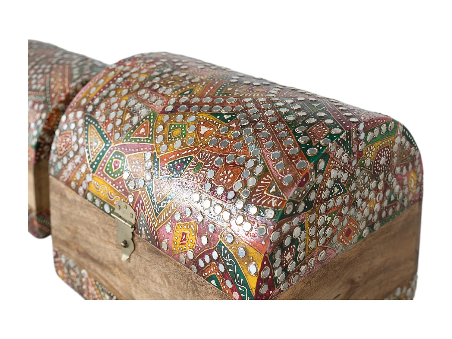 Set aus zwei handbemalten Schmuckschatullen aus Mangoholz