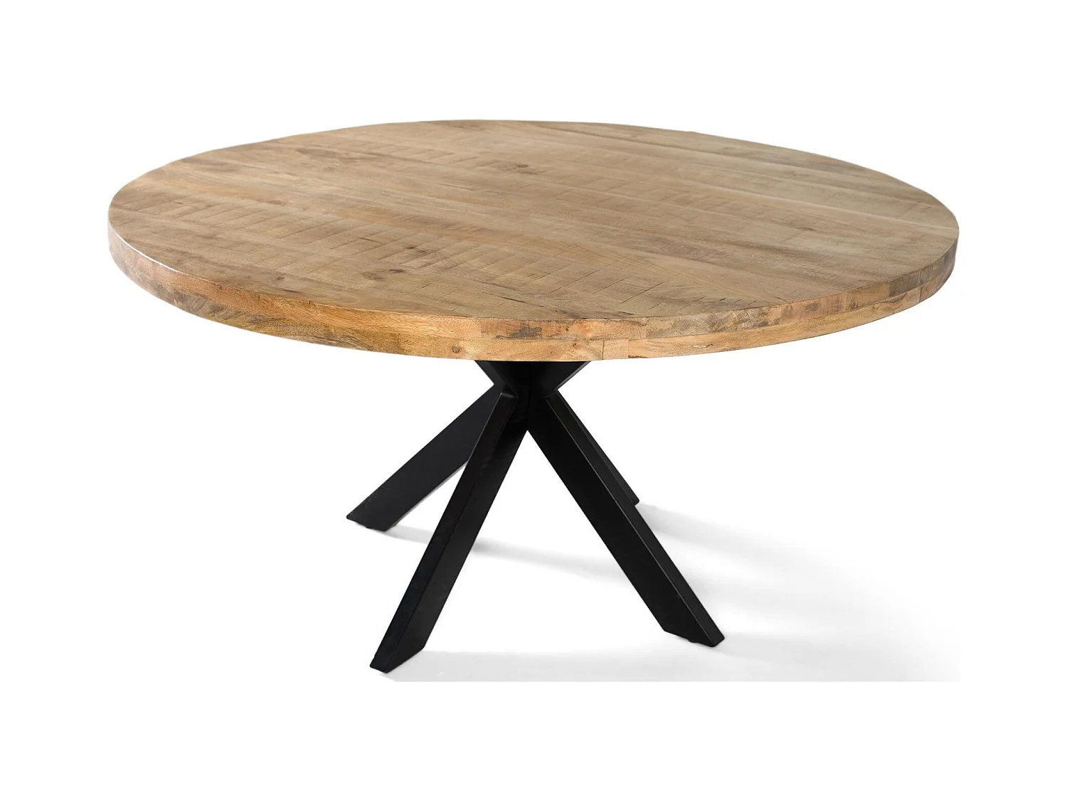 Table à manger ronde en bois de manguier, diamètre 150 cm