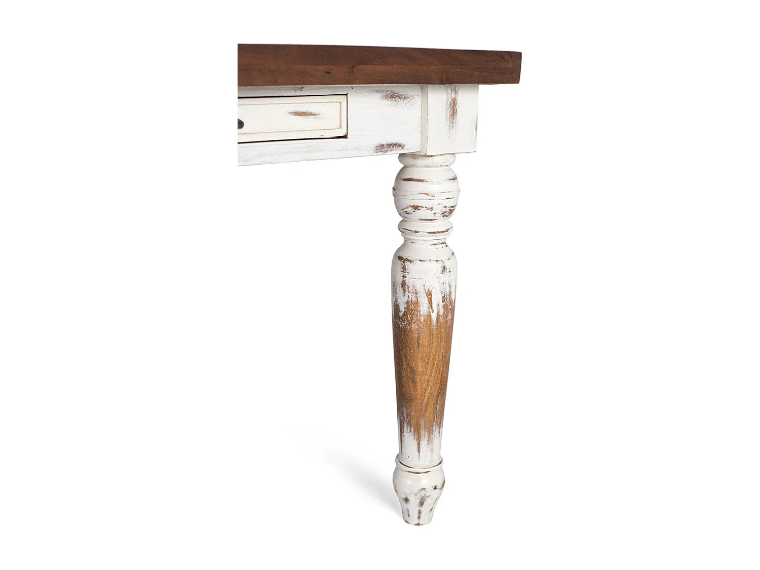 Mesa à manjedoura em madeira manguier com pedras torneadas, 240 cm