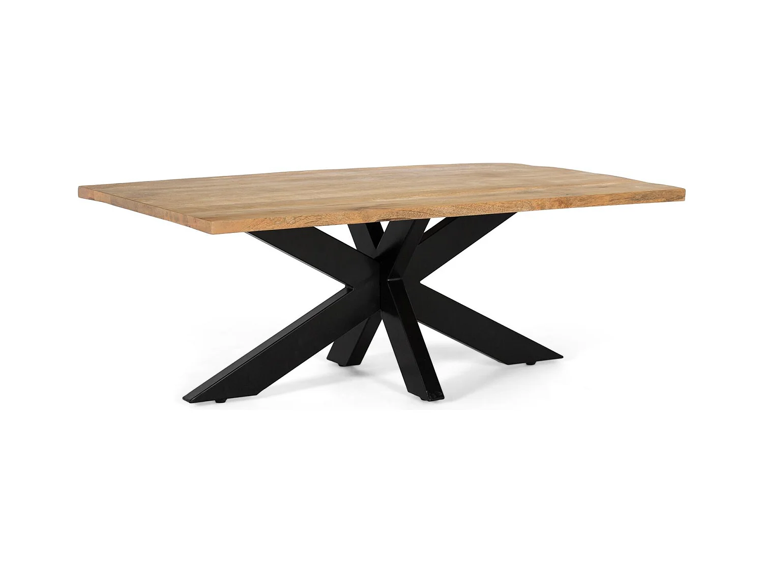 Table basse en bois de manguier massif avec pieds croisés