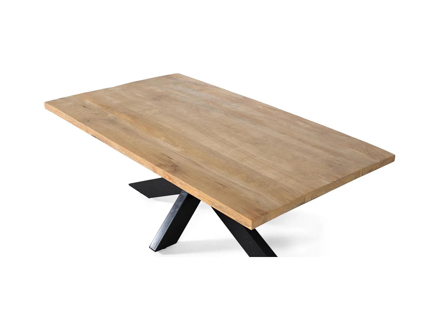 Table basse en bois de manguier massif avec pieds croisés