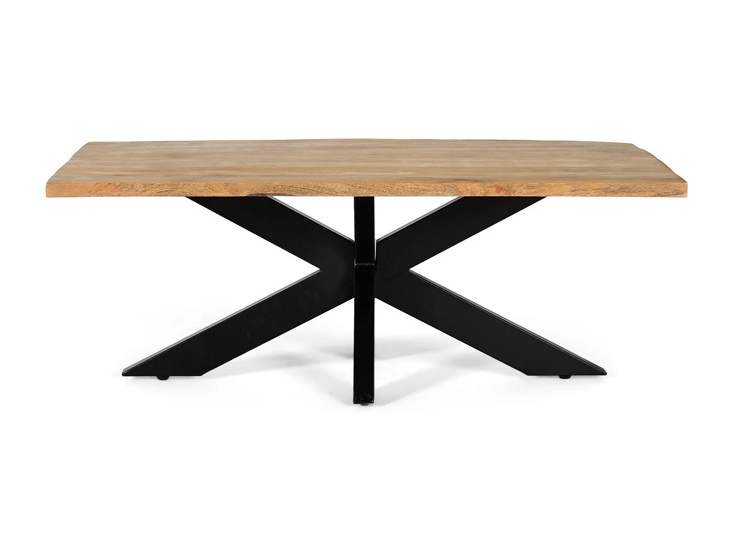 Table basse en bois de manguier massif avec pieds croisés