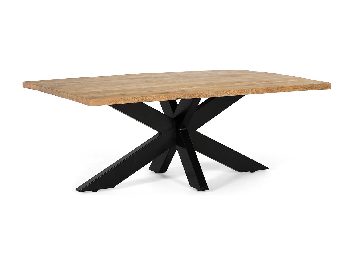 Table basse en bois de manguier massif avec pieds croisés