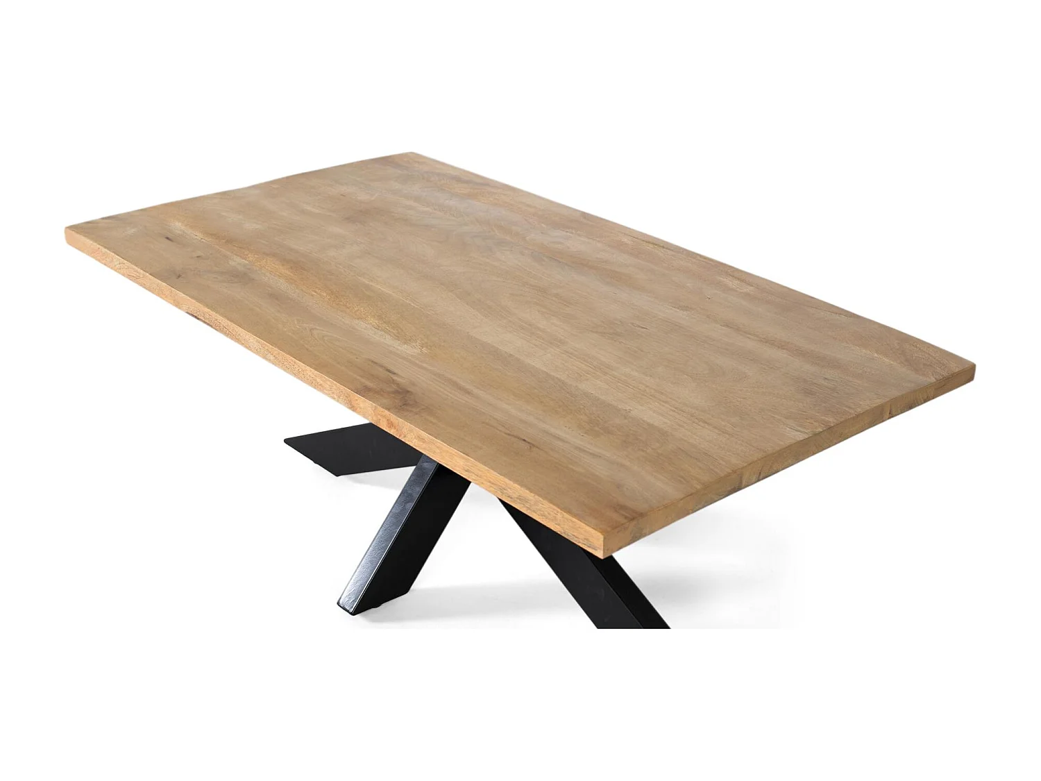 Table basse en bois de manguier massif avec pieds croisés