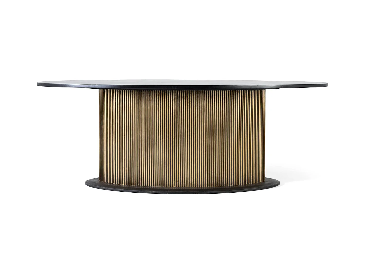 Table à manger avec plateau en bois de manguier et base dorée 220 cm