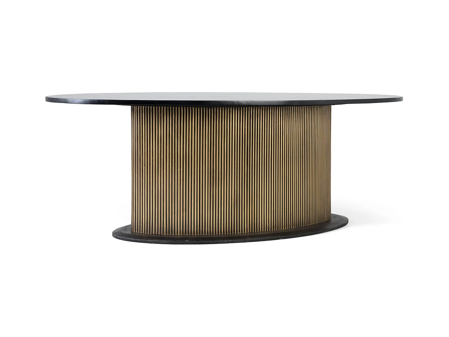 Table à manger avec plateau en bois de manguier et base dorée 220 cm