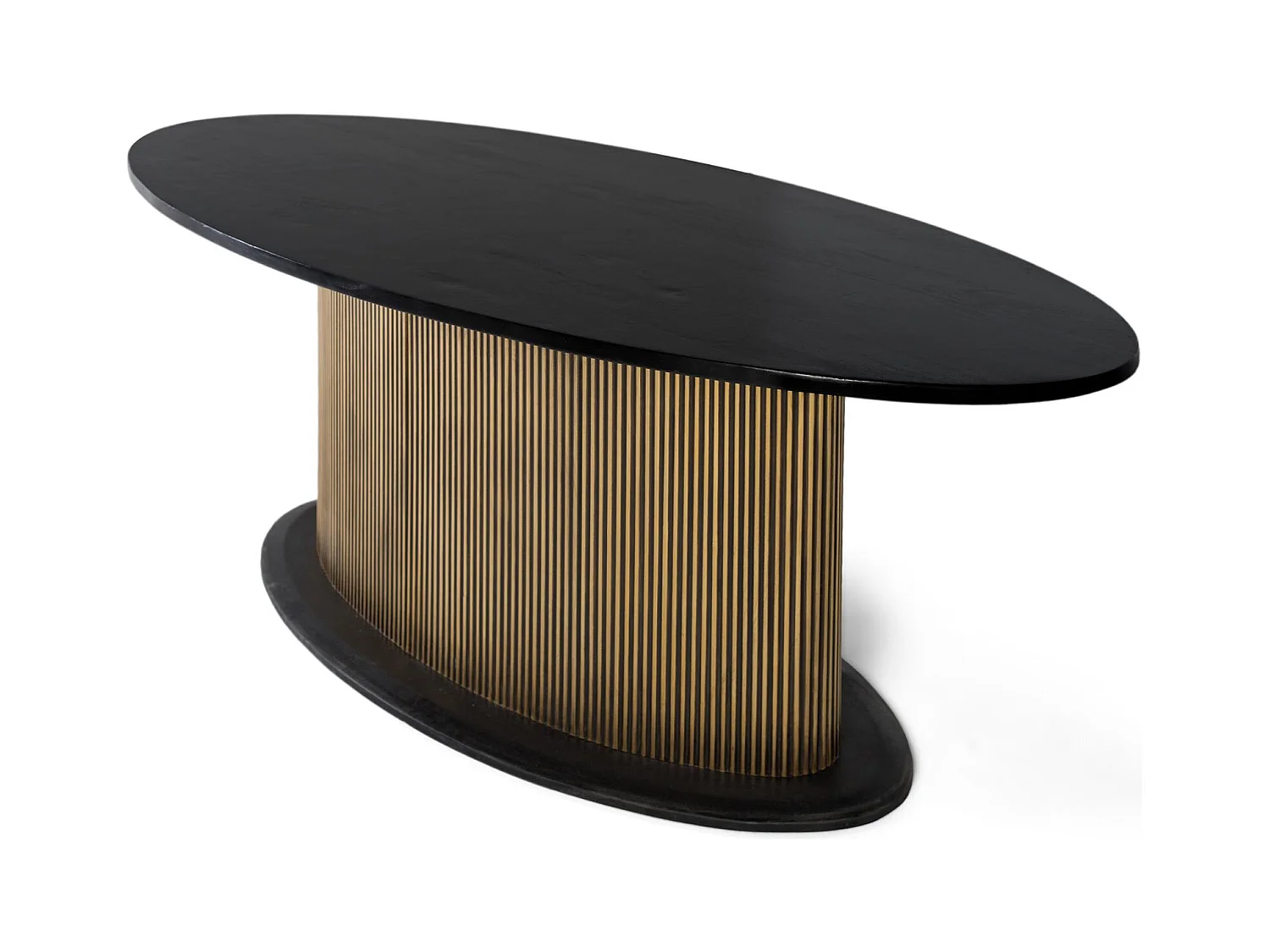 Table à manger avec plateau en bois de manguier et base dorée 220 cm