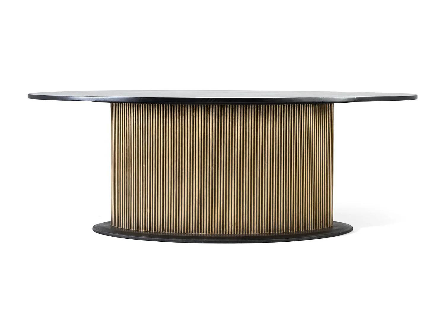 Table à manger avec plateau en bois de manguier et base dorée 220 cm