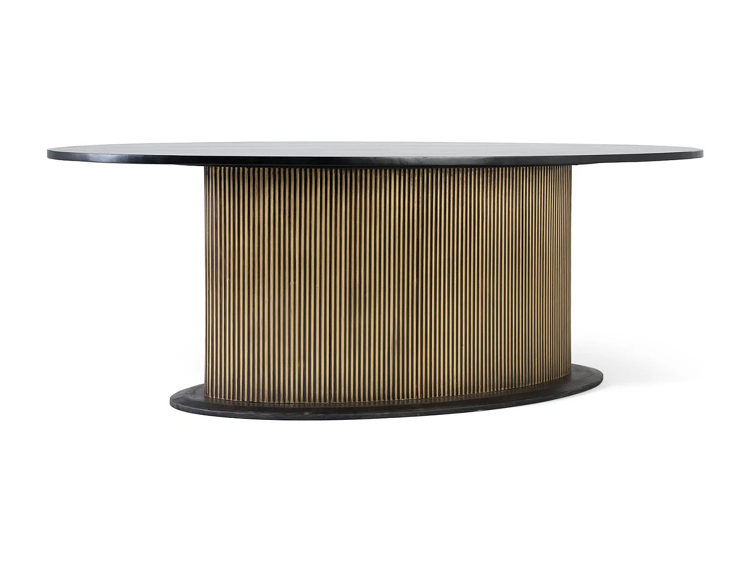 Table à manger avec plateau en bois de manguier et base dorée 220 cm