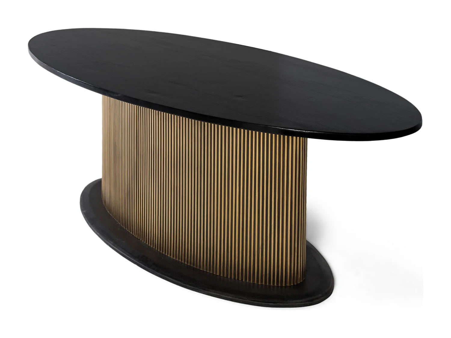 Table à manger avec plateau en bois de manguier et base dorée 220 cm