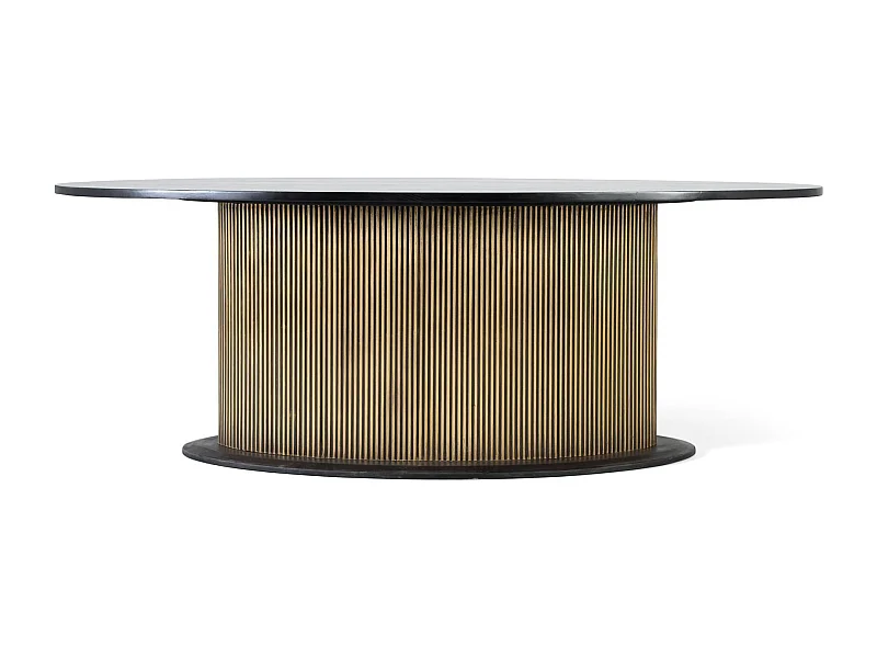 Tafel met kribbe met plateau in manguierhout en gouden voet 220 cm