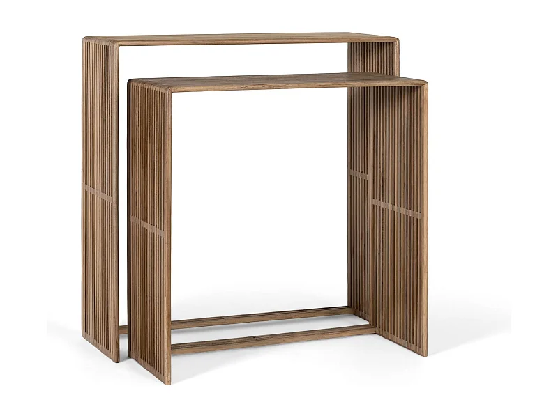 Ensemble de deux consoles en bois de teck recyclé