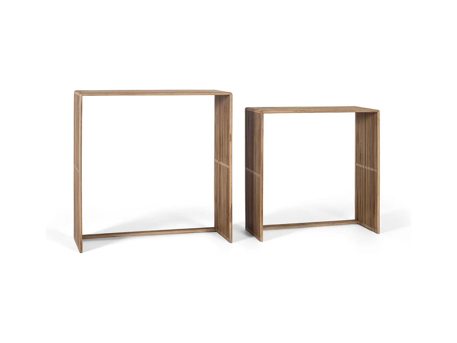 Ensemble de deux consoles en bois de teck recyclé