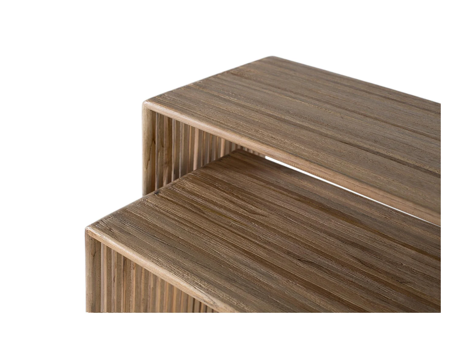 Ensemble de deux consoles en bois de teck recyclé