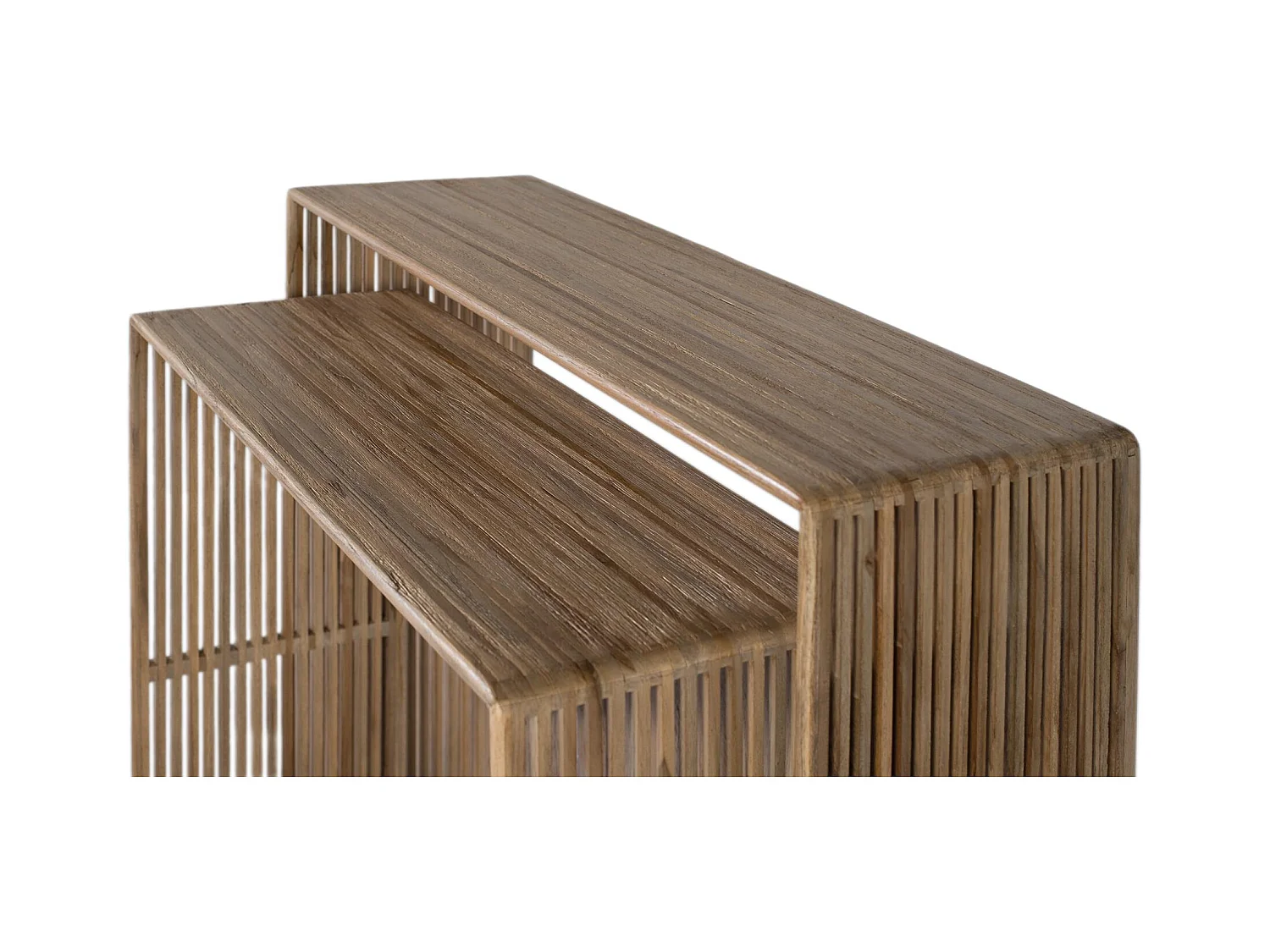 Ensemble de deux consoles en bois de teck recyclé