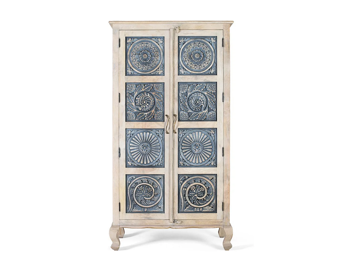 Armoire en bois de manguier avec portes sculptées à la main 180cm