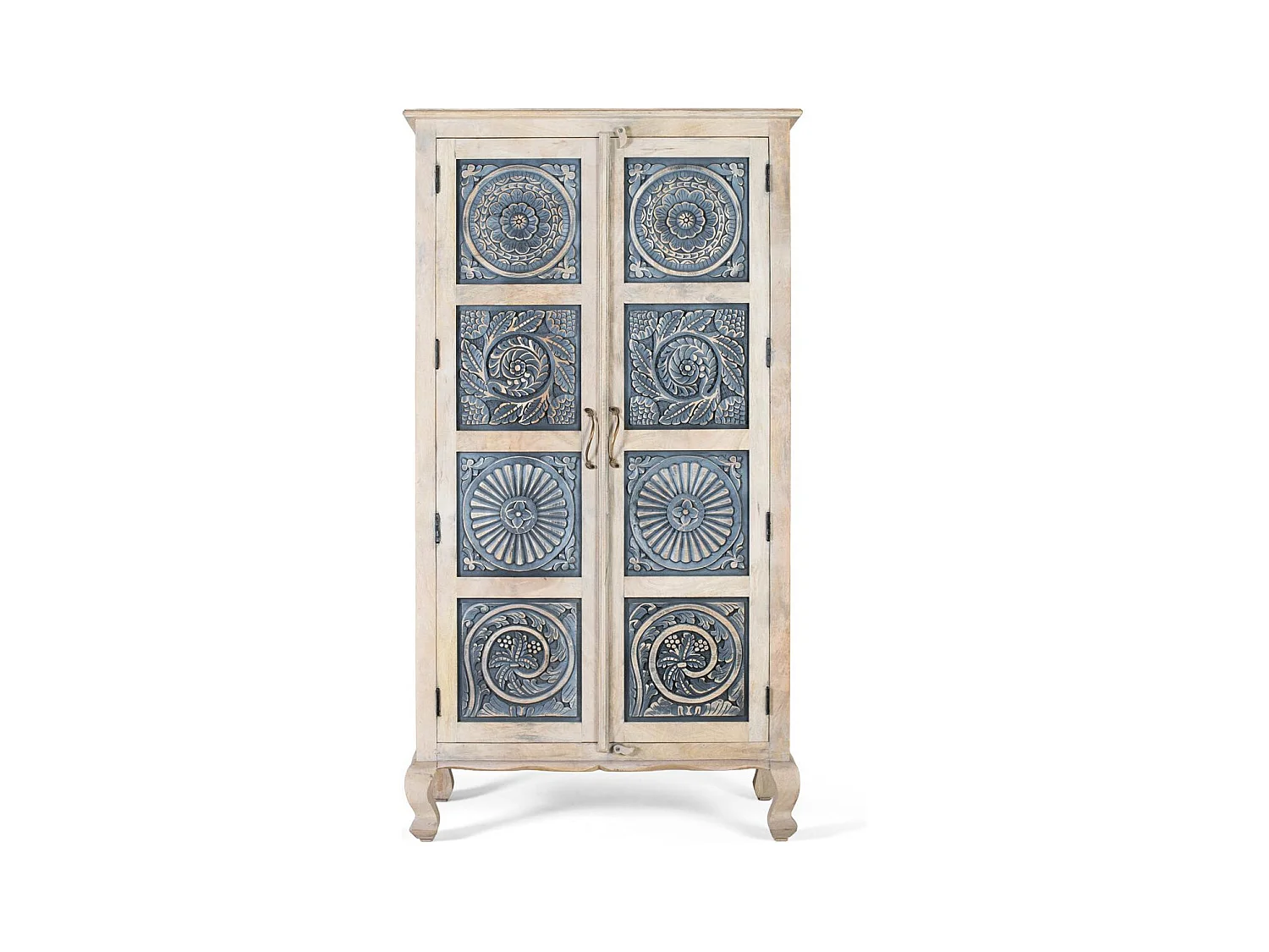 Armoire en bois de manguier avec portes sculptées à la main 180cm