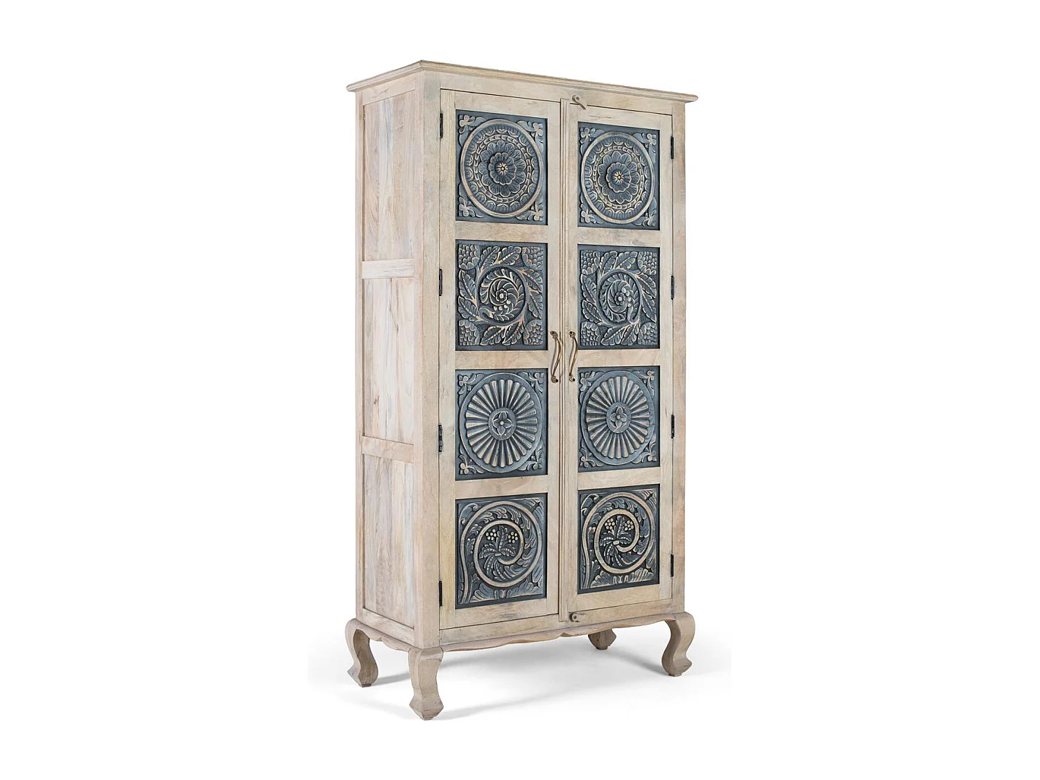 Armoire en bois de manguier avec portes sculptées à la main 180cm