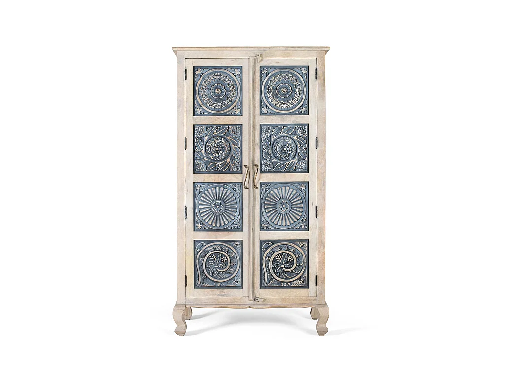 Armoire en bois de manguier avec portes sculptées à la main 180cm