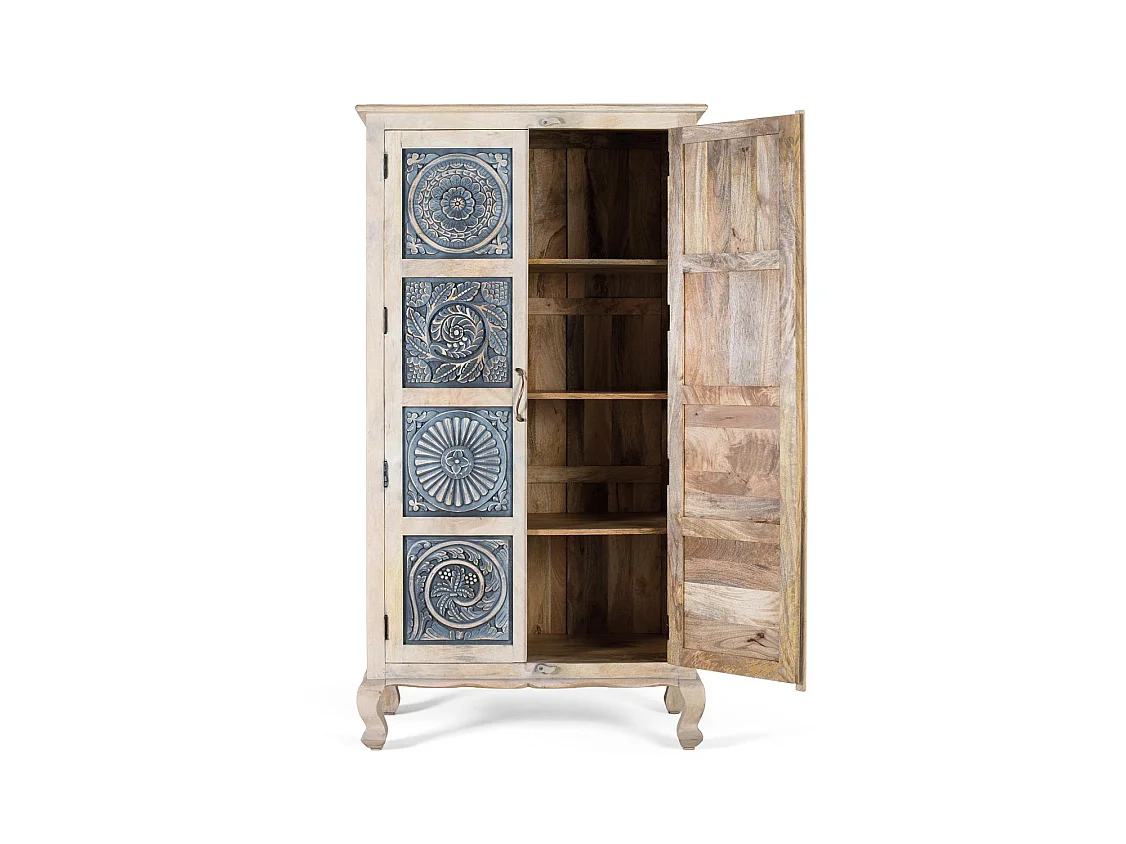 Armoire en bois de manguier avec portes sculptées à la main 180cm