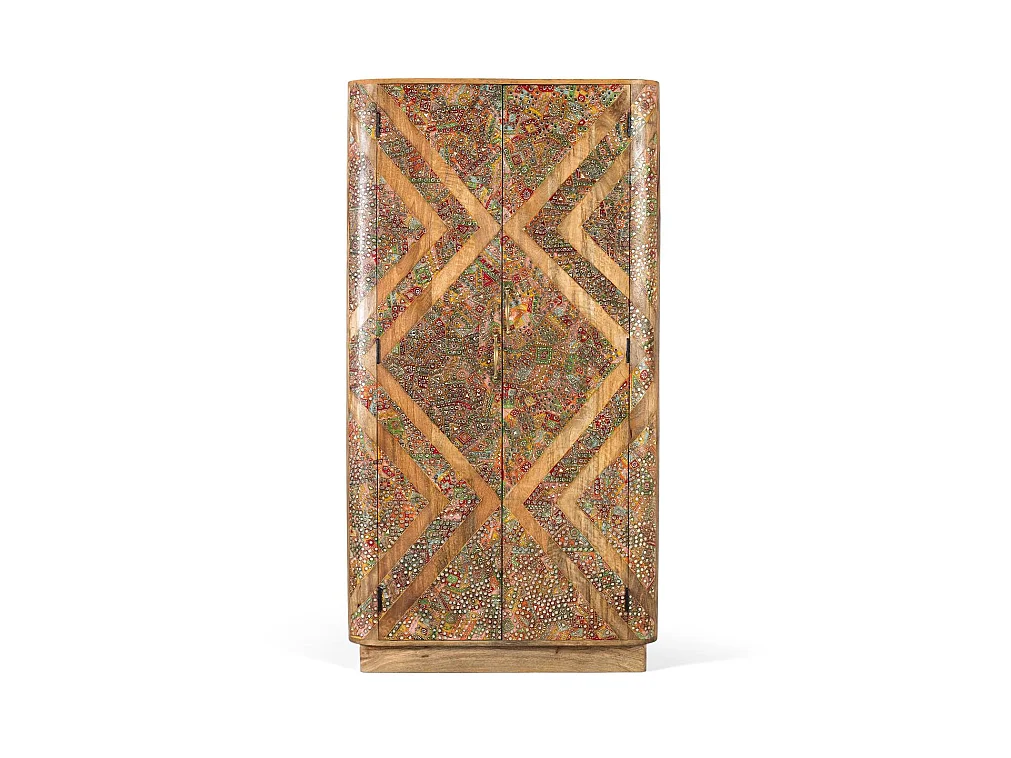 Armadio in legno di mango, stile etnico boho, 90 cm - 170x90x48
