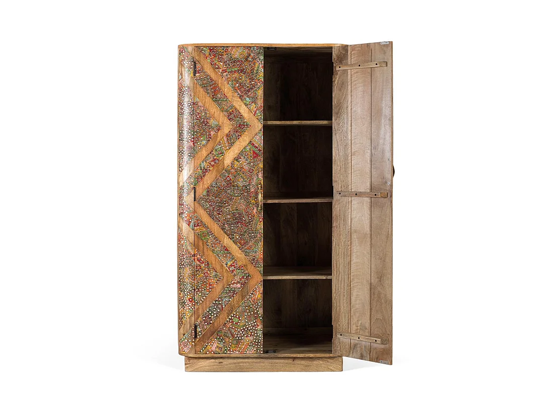 Armadio in legno di mango, stile etnico boho, 90 cm - 170x90x48