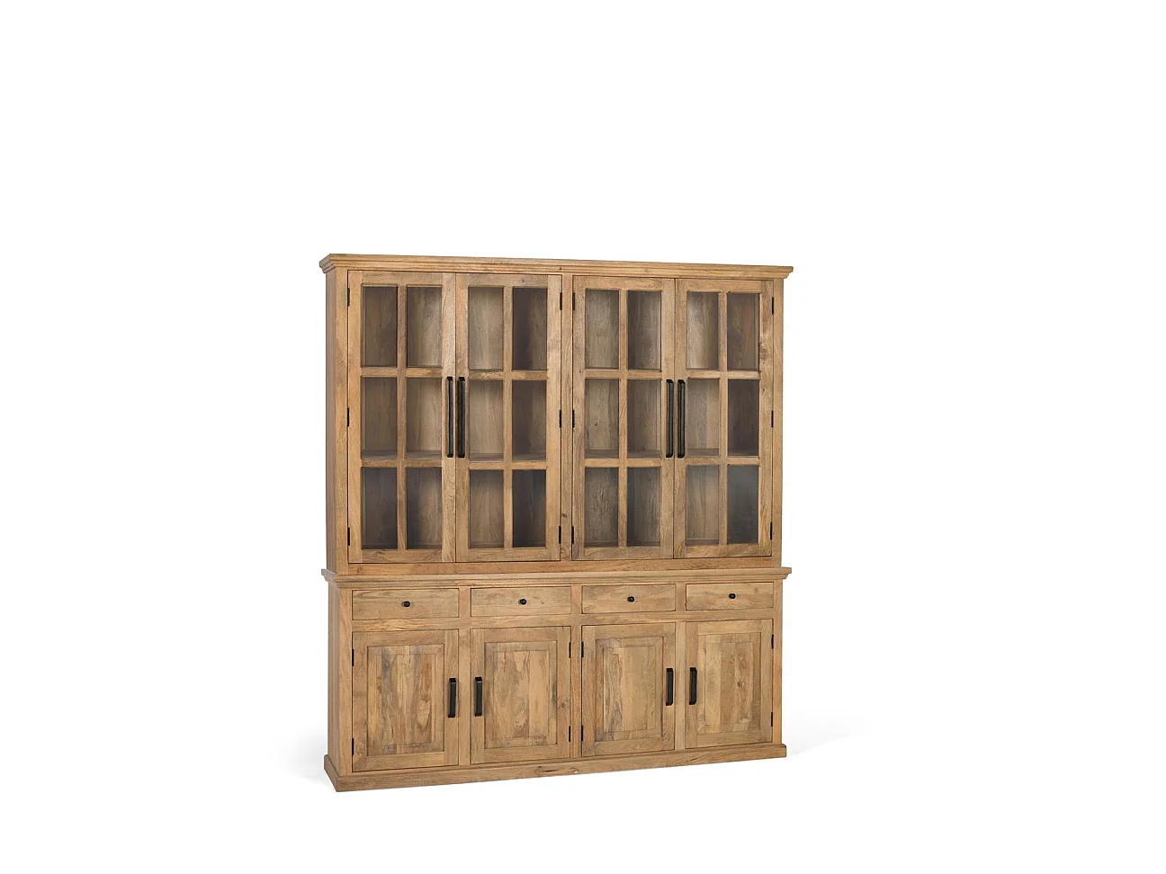 Buffet en bois de manguier 208 cm, style rustique moderne - 226 x 208 x 45
