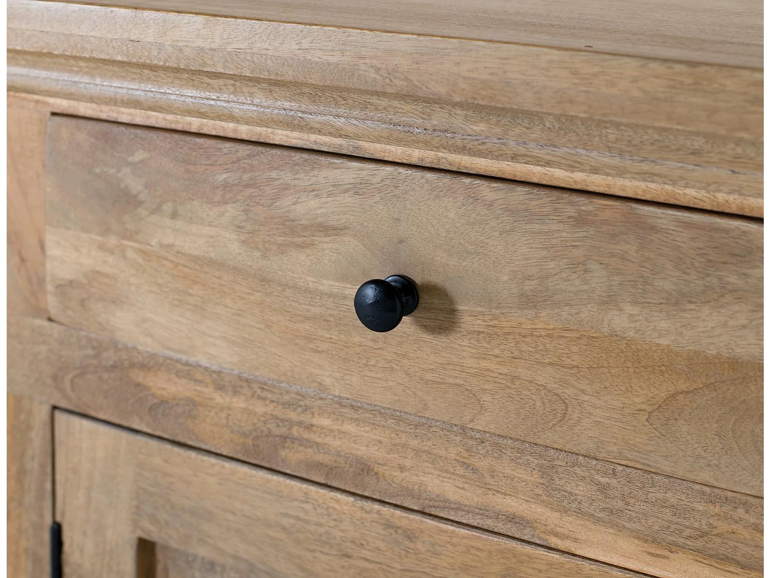 Buffet en bois de manguier 208 cm, style rustique moderne - 226 x 208 x 45