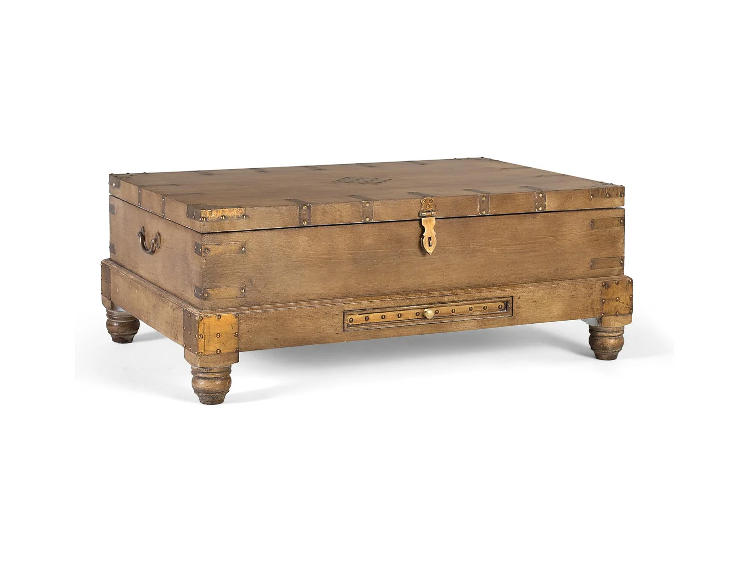 Table basse de style coffre en bois de manguier