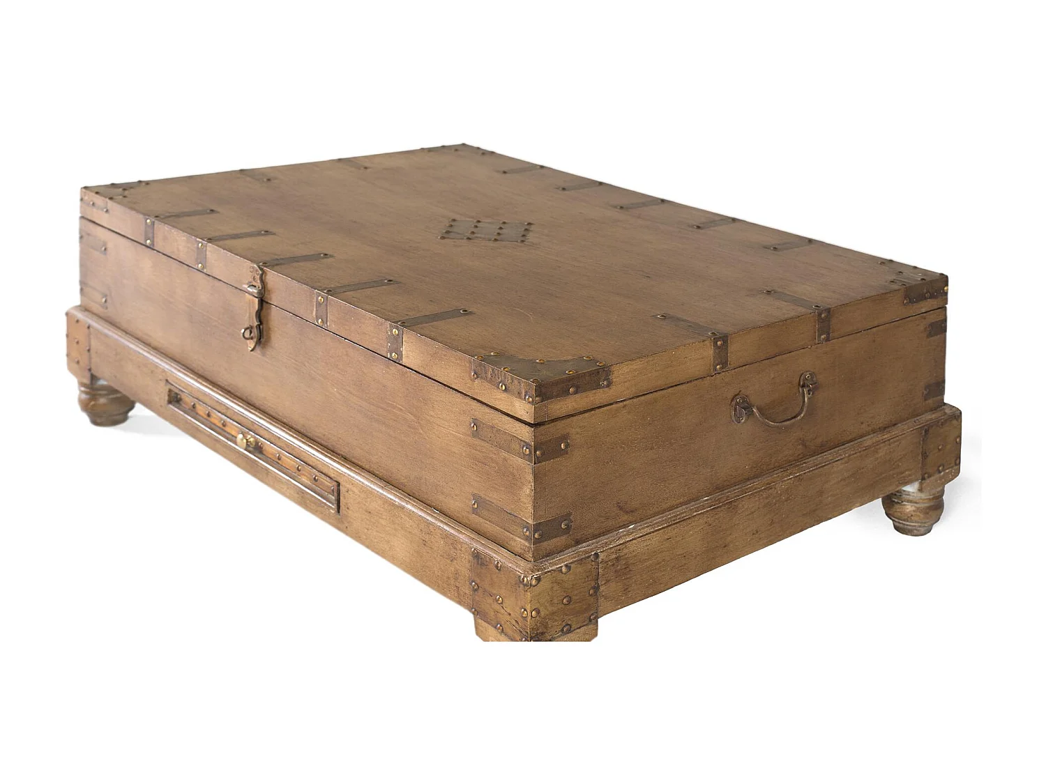 Table basse de style coffre en bois de manguier