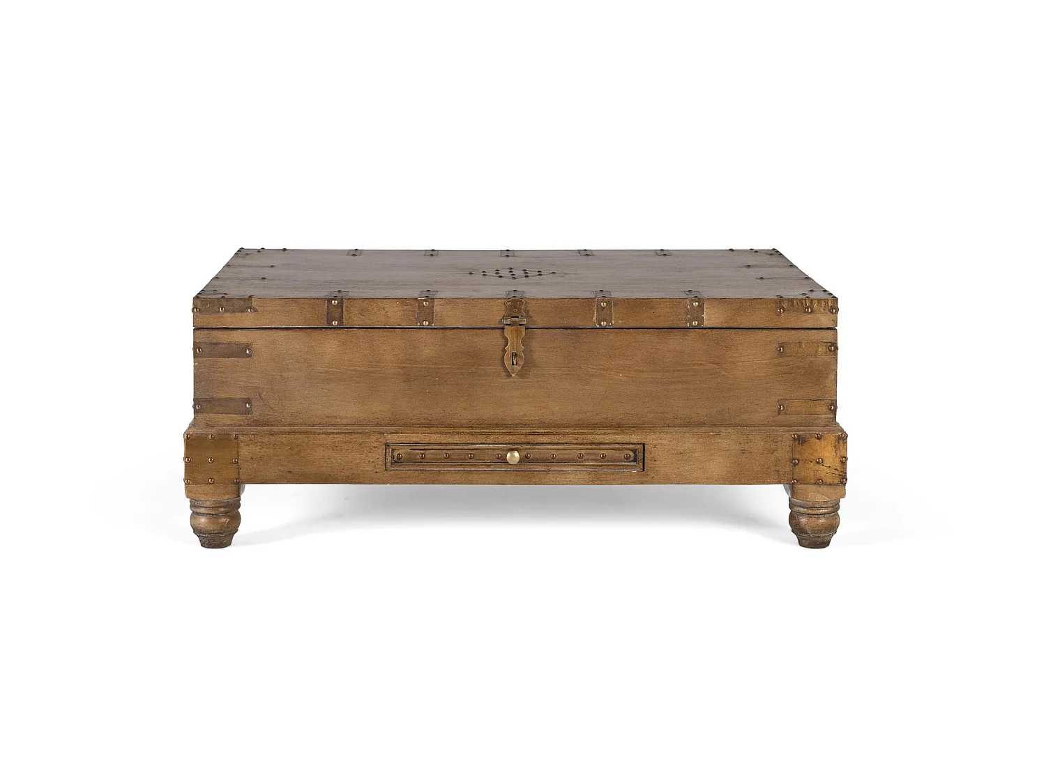 Tables basses en bois de manguier 105 cm, style rustique vintage - 40 x 105 x 70