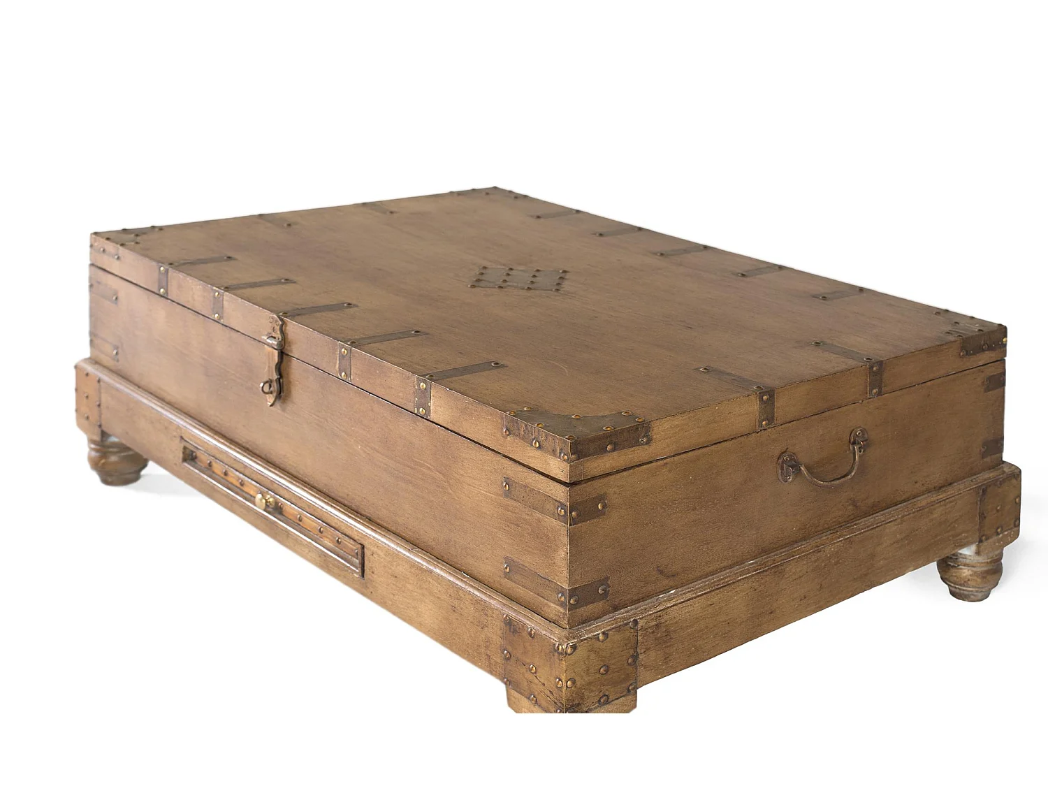 Tables basses en bois de manguier 105 cm, style rustique vintage - 40 x 105 x 70