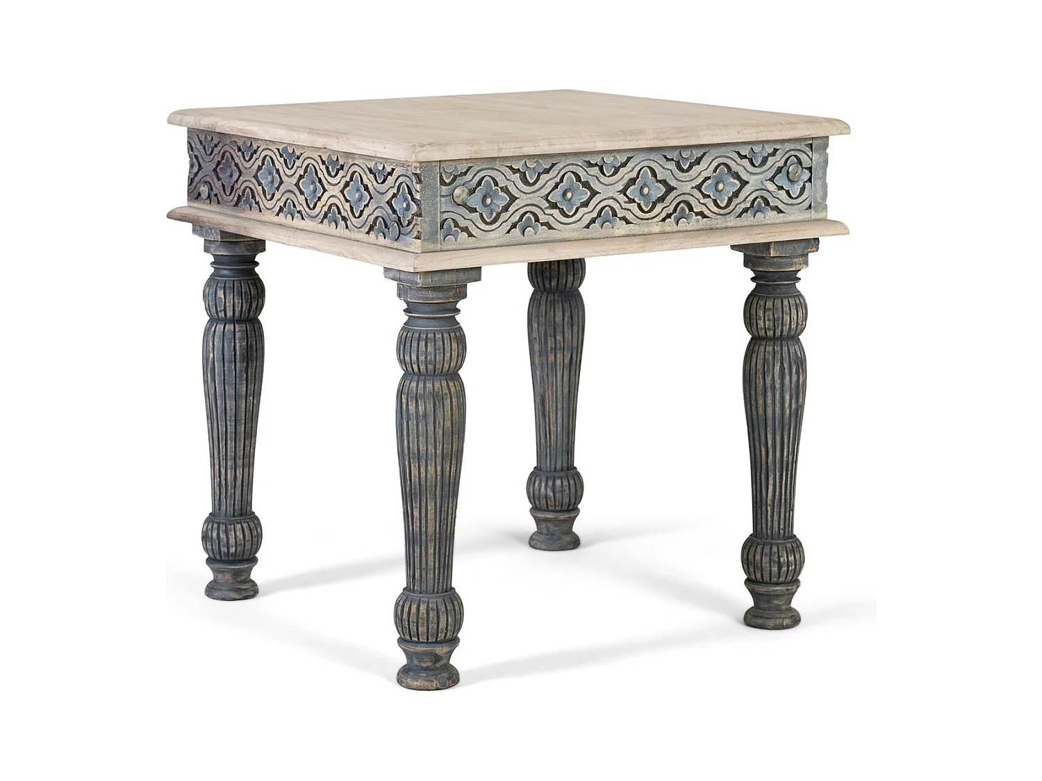 Table basse en bois de manguier et pieds sculptés à la main