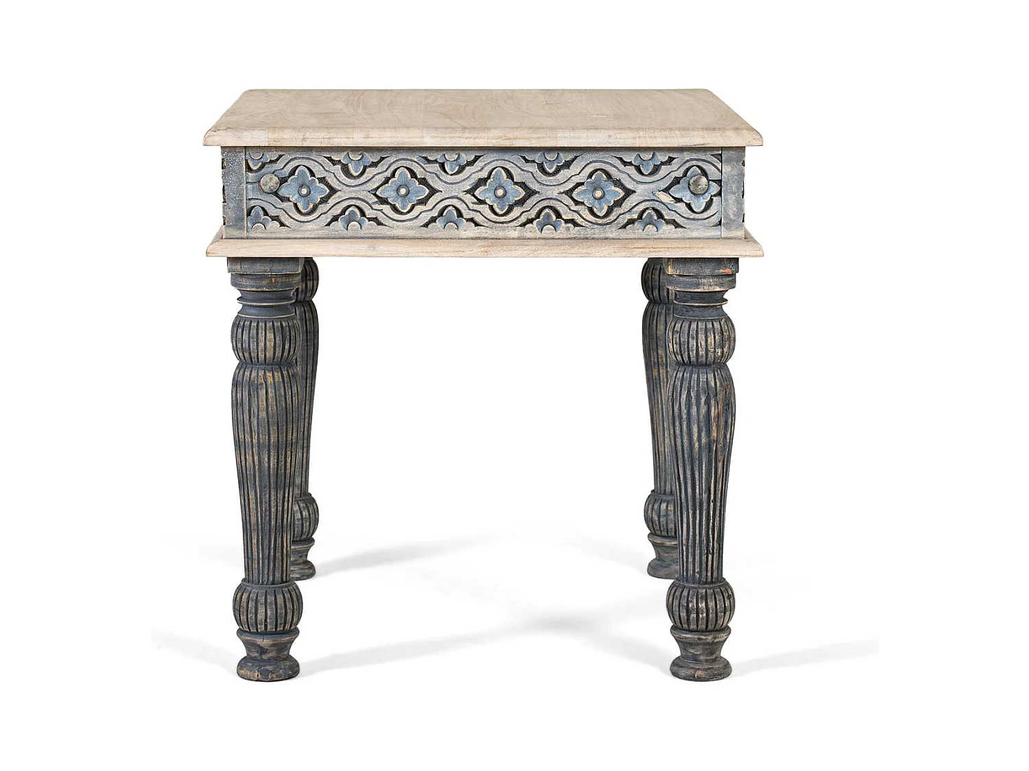 Table basse en bois de manguier et pieds sculptés à la main